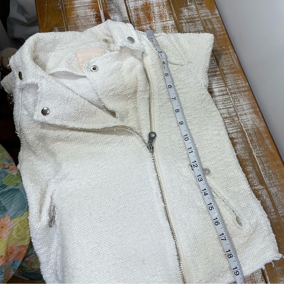 REBECCA TAYLOR Off White Tweed Boucle Knit Moto Jacket Size 2 - Picture 14 of 15